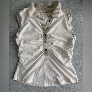 Pilcro Cream and Tan Buttoned Blouse